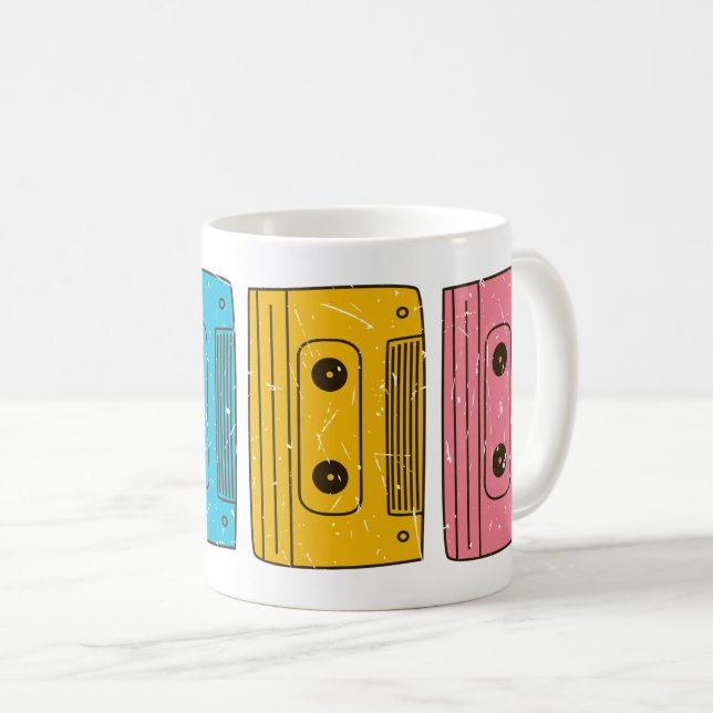 Caneca De Café Retro 80s Cassette Tape Mix Nostalgia Gen X (Frente Esquerda)