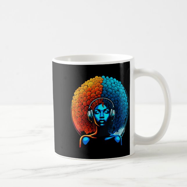 Caneca De Café Retro 80s Funk Afro Girl Disco Soul African Americ (Direita)