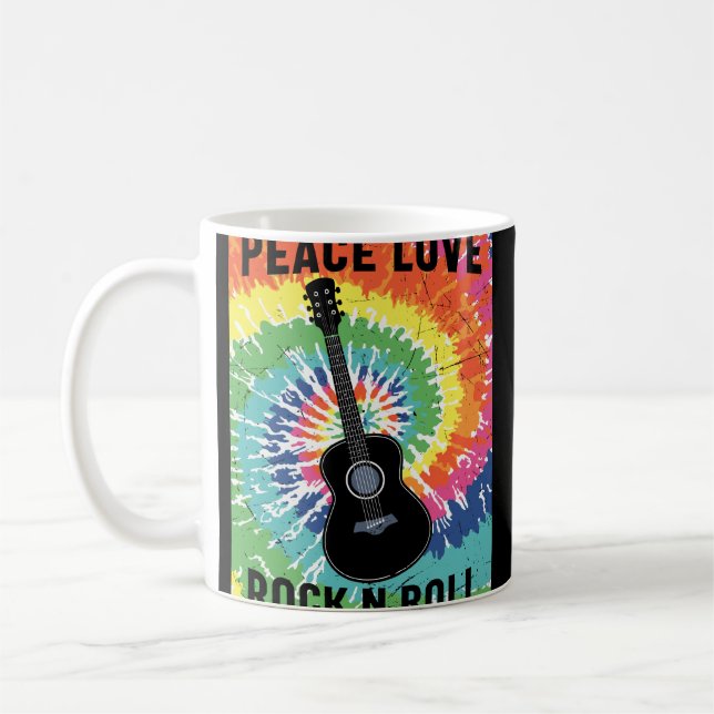 Caneca De Café Retro 80s Hippie Peace Love Rock N Roll (Esquerda)
