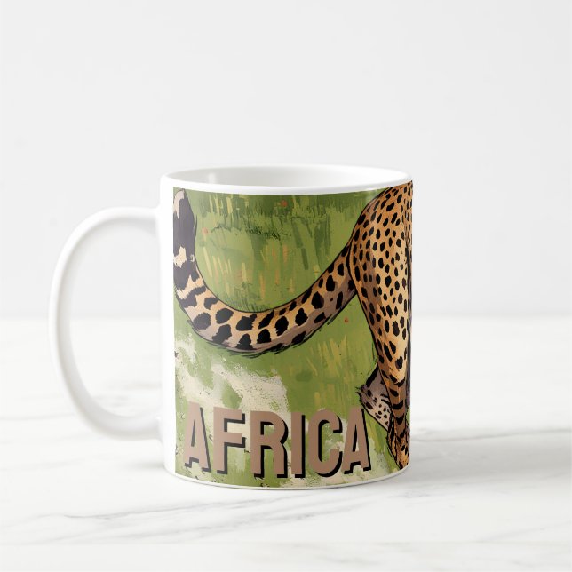 Caneca De Café Retro África Cheetah Cênica (Esquerda)