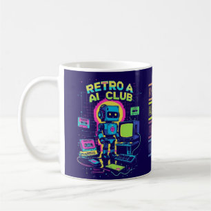 Caneca De Café Retro AI Club - Robot Pixel Art Coffee Mug