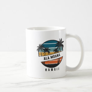 Caneca De Café Retro Ala Moana Praia Havaí Prancha de Surfe