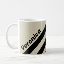Caneca De Café Retro Alabastro Três Listras com Nome