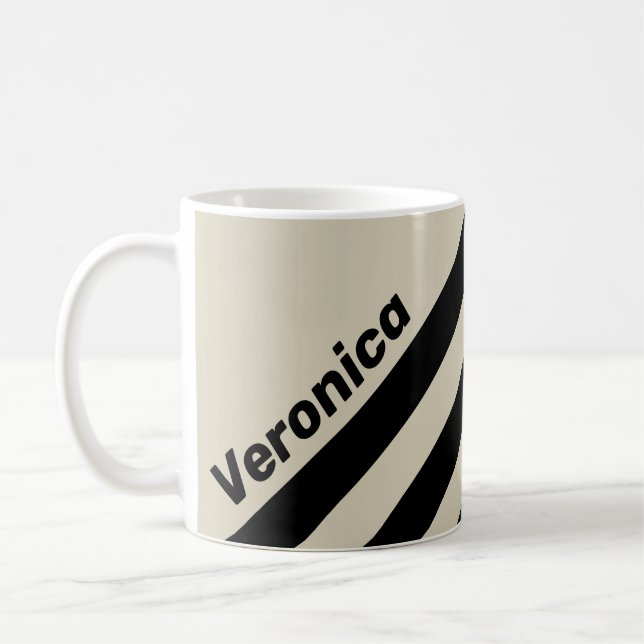 Caneca De Café Retro Alabastro Três Listras com Nome (Esquerda)