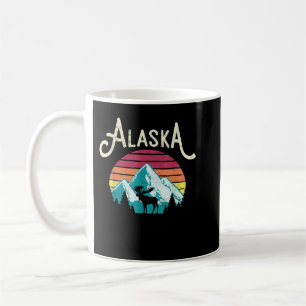 Caneca De Café Retro Alasca, AK Juneau Montanhas Vida Selvagem Al