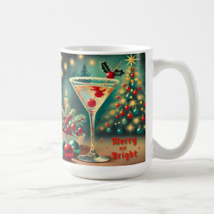 Caneca De Café Retro Anos 50 Coquetel Martini de Natal Alegre e R