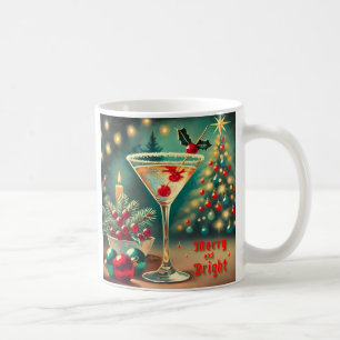Caneca De Café Retro Anos 50 Coquetel Martini de Natal Alegre e R