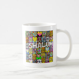 Caneca De Café Retro anos 60 Psicodélico Shalom AMOR