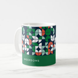 Caneca De Café Retro azul-vermelho-azul geométrico Natal moderno
