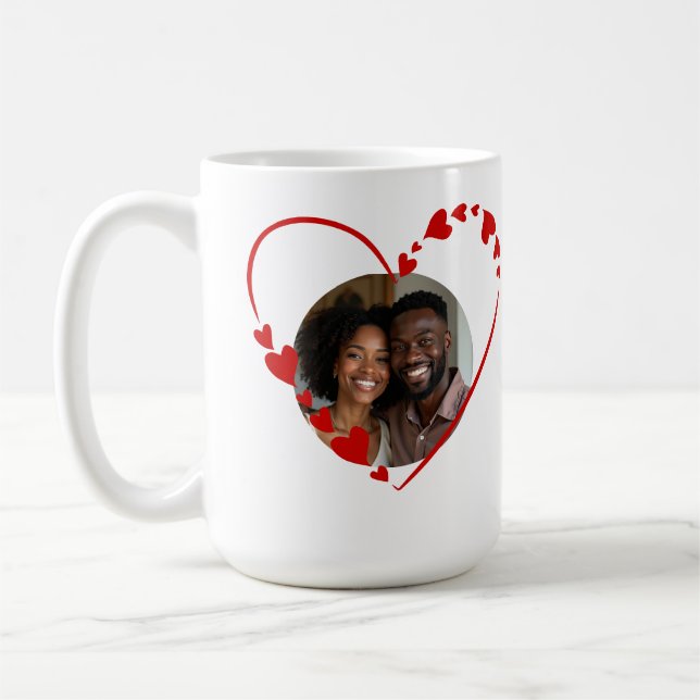 Caneca De Café Retro Be Mine Script & Sketch Heart Photo  (Esquerda)