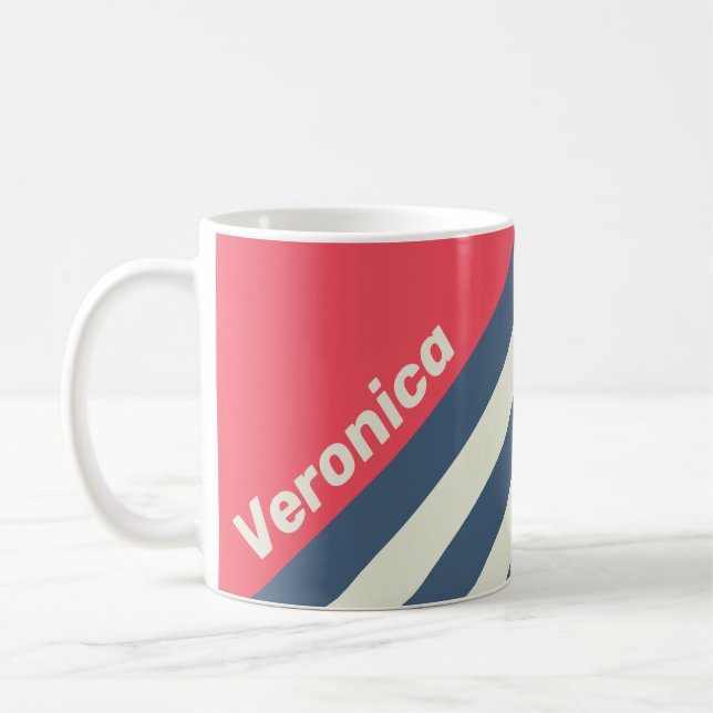 Caneca De Café Retro Beach Club Listras com Nome (Esquerda)