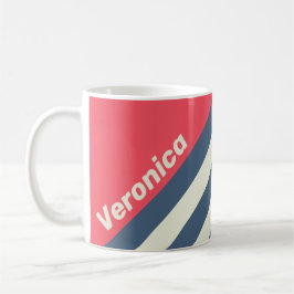 Caneca De Café Retro Beach Club Stripes with Name