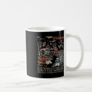Caneca De Café Retro Bem-Vindo Ao Livro De Biblioteca Assombrado