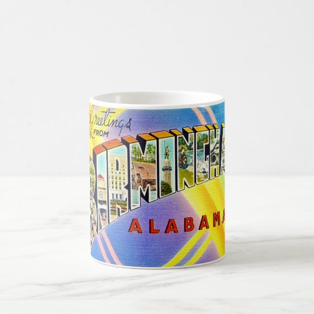 Caneca De Café Retro Birmingham AL Postcard Mug (Centro)