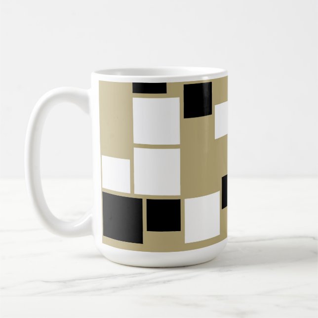 Caneca De Café Retro Black and White Pattern Seamless Art - Mug (Esquerda)