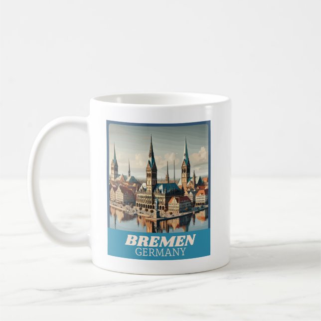 Caneca De Café Retro Bremen Skyline (Esquerda)