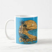 Retro California Sunset Beach Scene