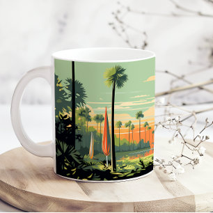 Caneca De Café Retro Camping Woods Pôr do sol