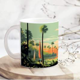 Caneca De Café Retro Camping Woods Sunset