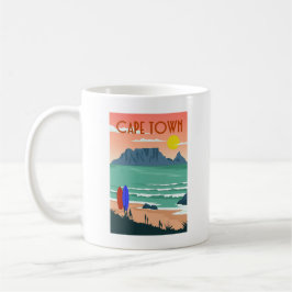 Caneca De Café Retro Cape Town South Africa Mesa Mountain Art
