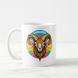 Caneca De Café Retrô Capricórnio Psíquico Zodiac Bode Dez Jan