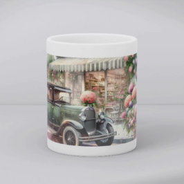Caneca De Café Retro Car & Blooming Boutique Scene