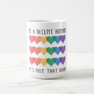 Caneca De Café Retro Cardíaco LGBT Ser Um Humano Decente Não É Qu