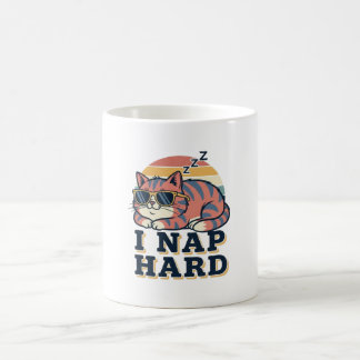 Caneca De Café Retro Cat I Nap Hard White Coffee Mug