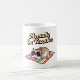Caneca De Café Retro Cat Mentally Checked Out White Mug