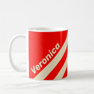 Caneca De Café Retro Cereja Três Listras com Nome