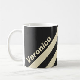 Caneca De Café Retro Charcoal Three Stripes with Name