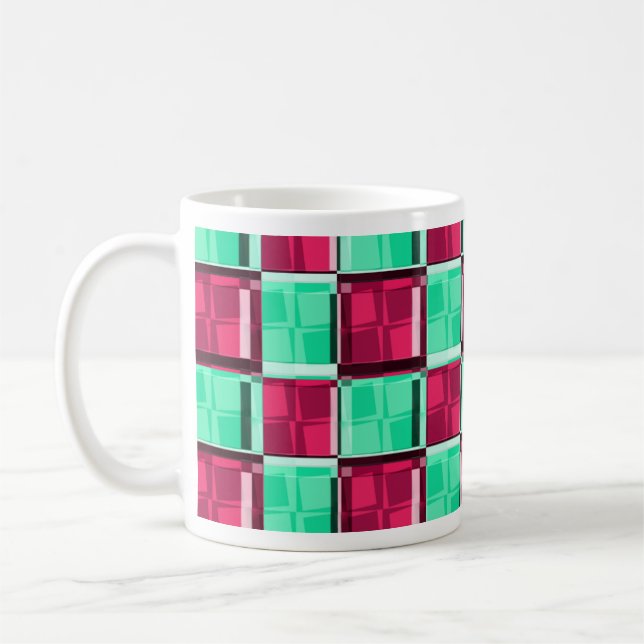 Caneca De Café Retro Checks Lanchonete Diversão Lounge Vintage (Esquerda)