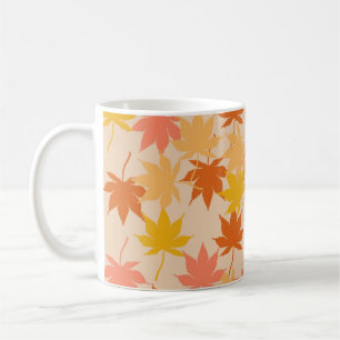 Caneca De Café Retro Chic Terracotta Laranja Mapeamentos Folha de