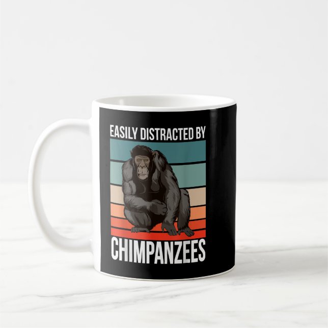 Caneca De Café Retro Chimpanzee Cote Ape Facilmente Distraido Por (Esquerda)