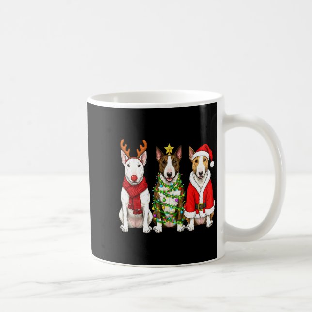 Caneca De Café Retro Christmas Bull Terrier Santa Reindeer Dog Lo (Direita)