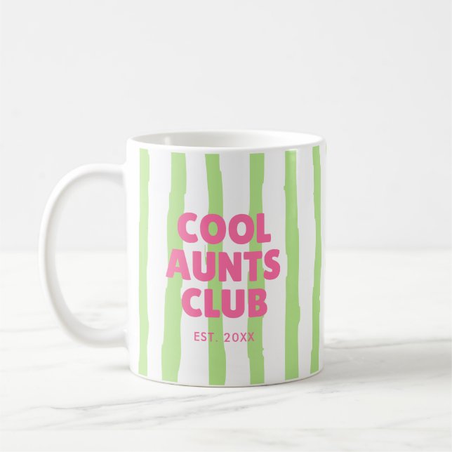 Caneca De Café Retro "Clube das Tias Legais" Listrado Data de Est (Esquerda)