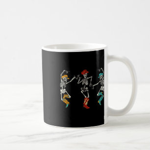Caneca De Café Retro Cowboy Skeleton Cowgirl Dançando Boots Hallo