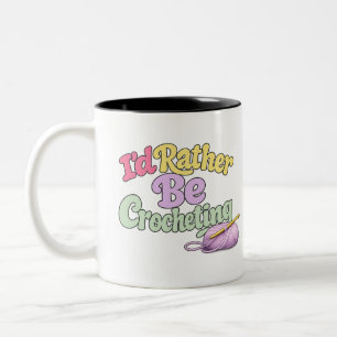 Caneca de Café Retro Crochê em Dois Tons