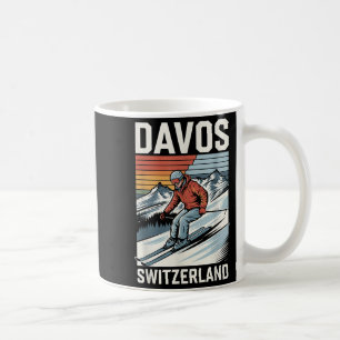 Caneca De Café Retro Davos Suiça Ski Resort, Esqui alpino