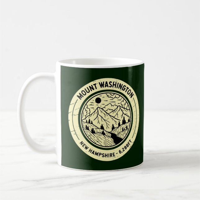 Caneca De Café Retro de Esqui de Hiking de Washington New Hampshi (Esquerda)