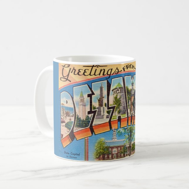 Caneca De Café Retro Delaware Greeting Mug (Frente Esquerda)