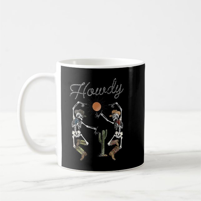 Caneca De Café Retro Desert Skeleton Dancing Cowboy Boots Ha Como (Esquerda)
