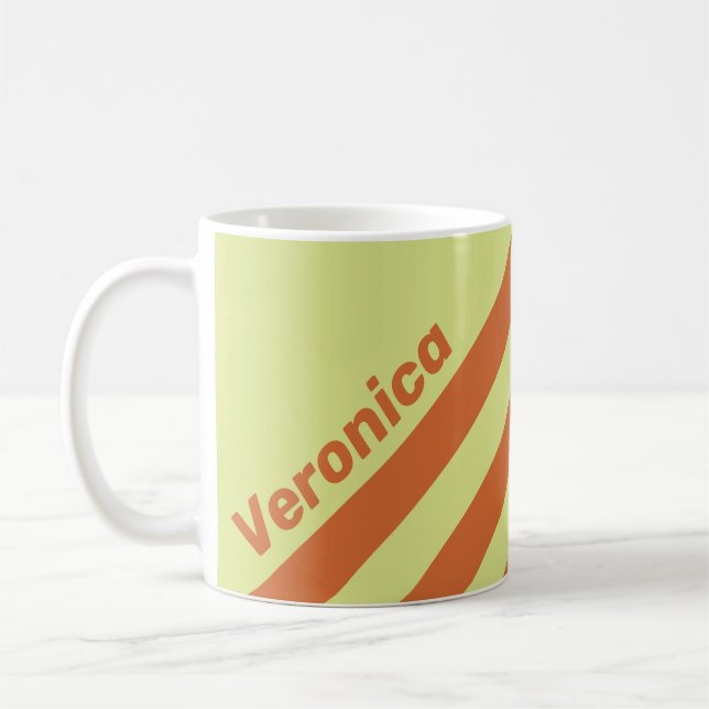 Caneca De Café Retro Deserto Cactus Três Listras com Nome (Esquerda)