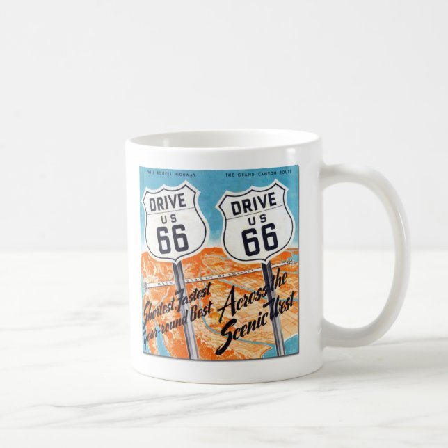 Caneca de café retro do guia da rota 66 dos E.U. (Direita)