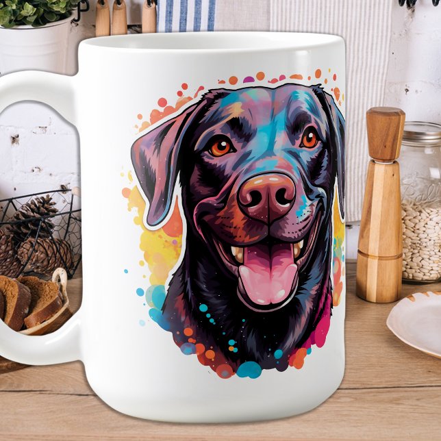 Caneca De Café Retro Dog Pop Art Colorida Labrador Retriever (Criador carregado)