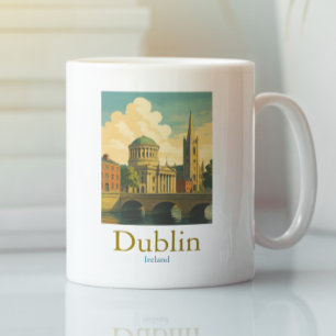 Caneca De Café Retro Dublin Ireland Viagem Vintage Trabalho de ar