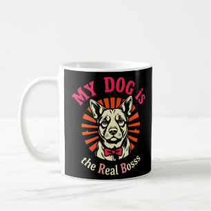 Caneca De Café Retro Engraçado 'Meu Cachorro é o Chefe Real'