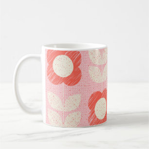 Caneca De Café Retro Escandinavo Espalhado Floral Espalhado Sem C