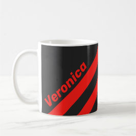 Caneca De Café Retro Escuro Três Listras com Nome