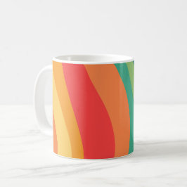 Caneca De Café Retro espirais coloridas 60